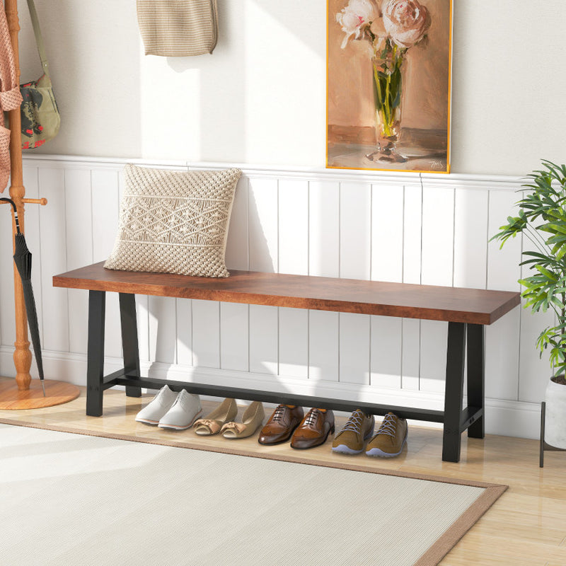 Dining Bench 2/3 Person Entryway Shoe Bench with Metal Frame