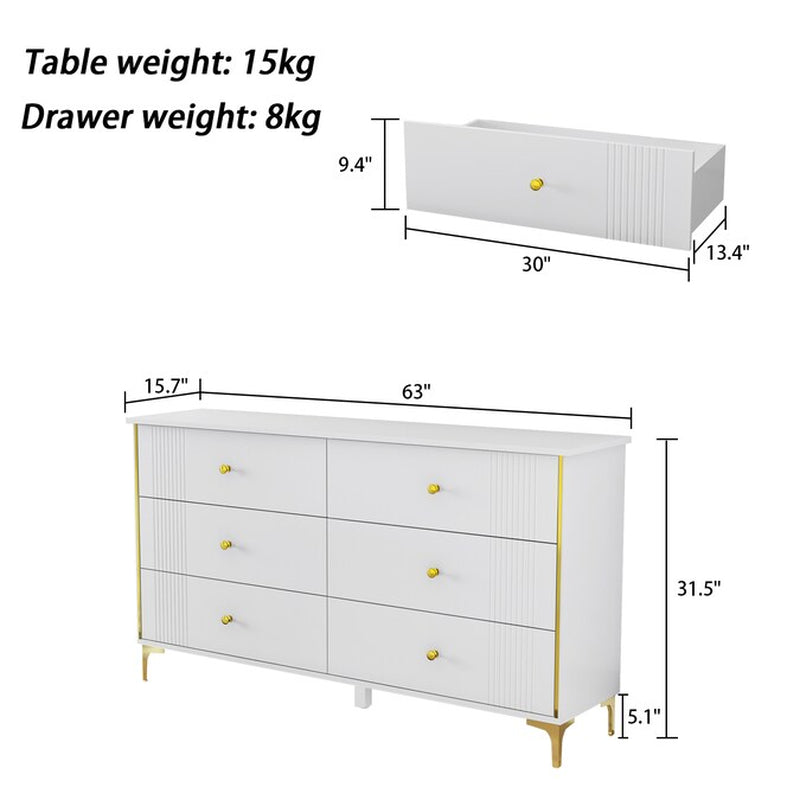 Black 6-Drawer Standard Dresser